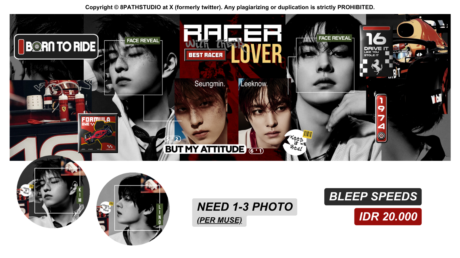 Edgy, bold, high-contrast racing-themed graphic design for racer couple. Ava in PNG only Edgy, bold, high-contrast racing-themed graphic design for racer couple. Ava in PNG only
