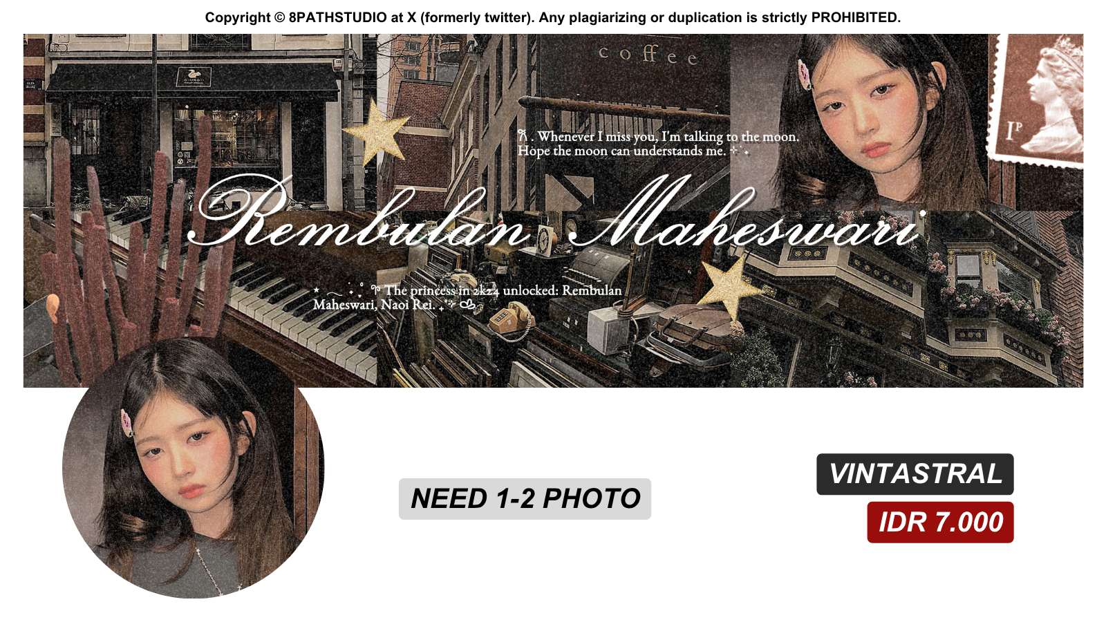 moody, romantic, heavily textured vintage aesthetic using celestial star accents.