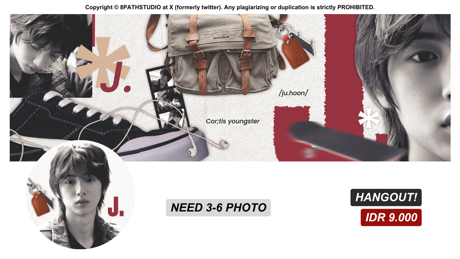 Casual street-style with grunge red accents, sneakers, and a messenger bag.