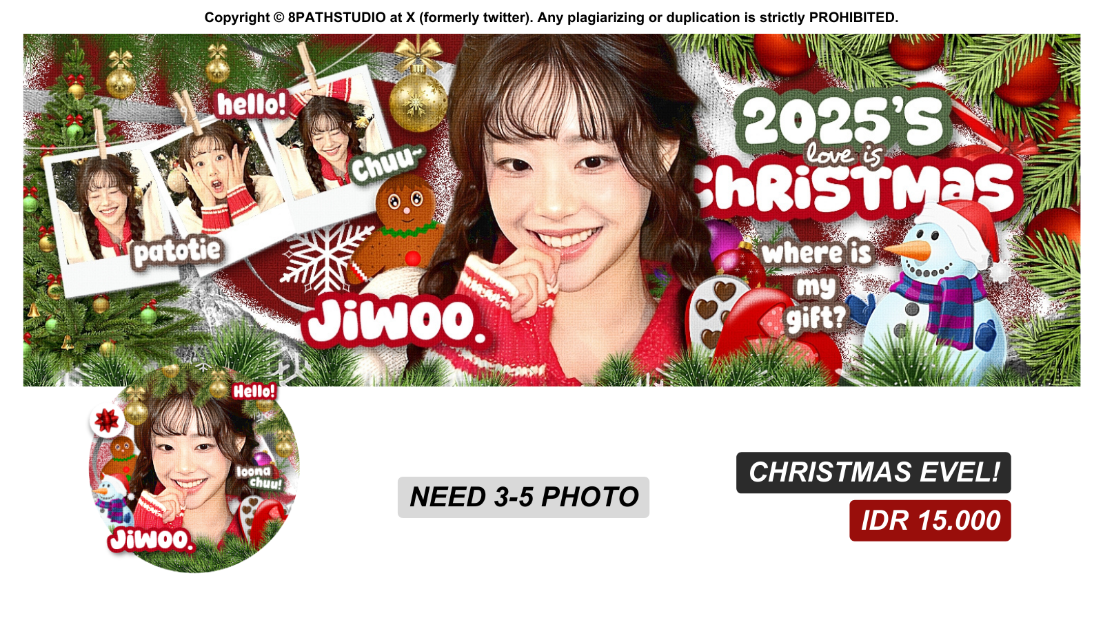 Christmas party vibes with 3-polaroids and snowman.