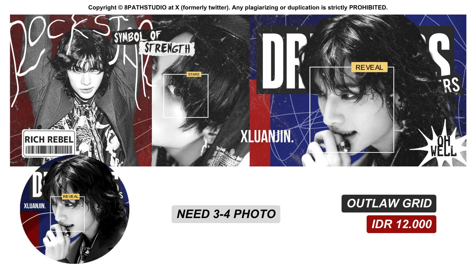 Gritty, monochromatic, heavily textured grid-based design.